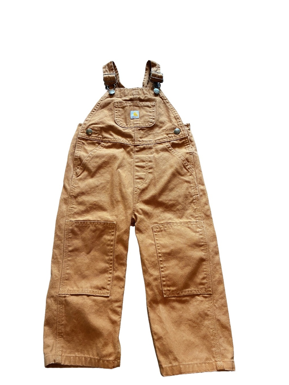 Carhartt Toddler 2T Duck Canvas Double Knee Bib Overalls Brown OX8609-B
